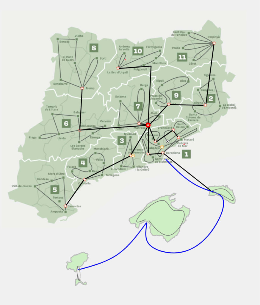 mapa catalunya amb rutes de transport